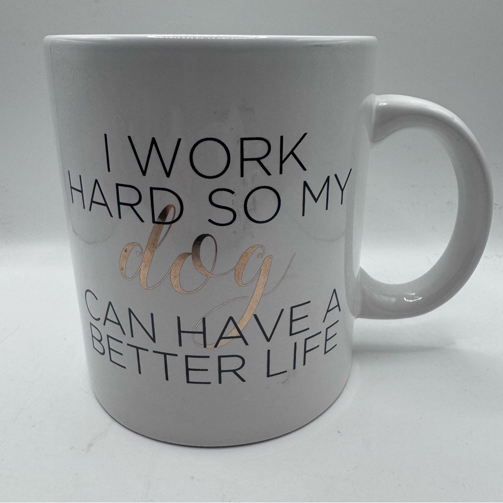 Amici Home “Latte Da” XL Coffee/Tea/Cocoa/Soup Mug With Dog Quote, NWOT